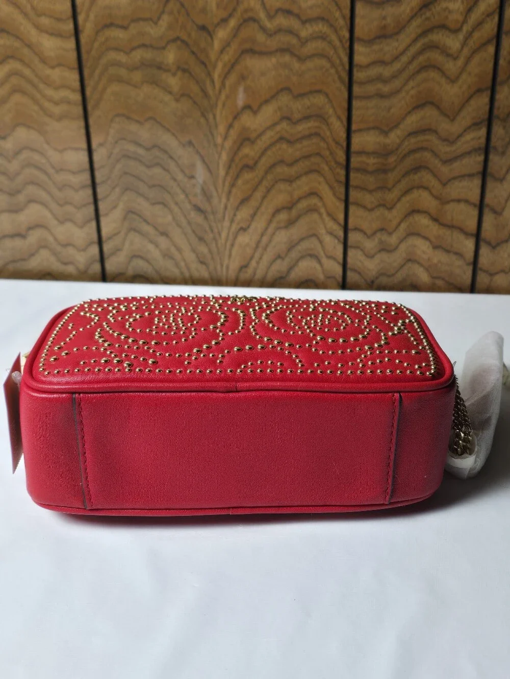 Michael Kors Small Red Quilted Studded Camera Bag